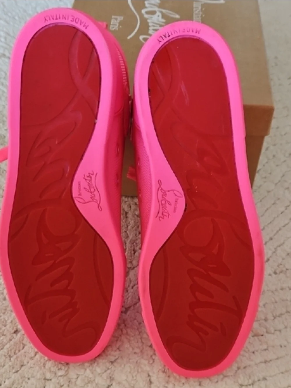 Christian Louboutin Women's Pink Spiked High-Top Sneakers - Picture 6 of 7